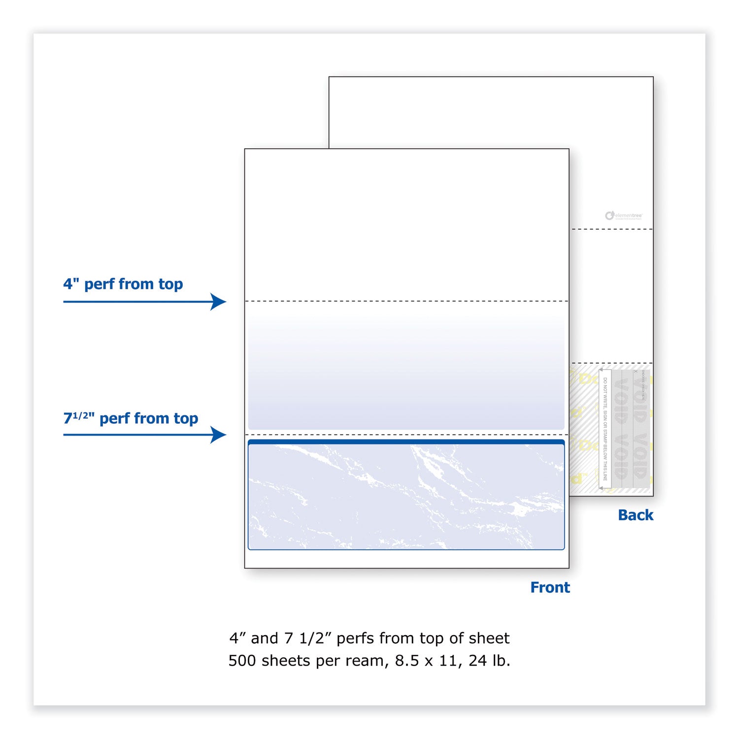 DocuGard Standard Security Check, 11 Features, 8.5 x 11, Blue Marble Bottom, 500/Ream (04517)