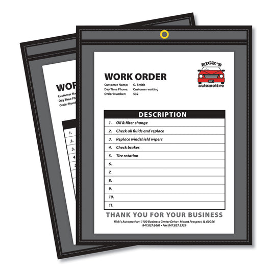 C-Line Shop Ticket Holders, Stitched, One Side Clear, 50 Sheets, 8.5 x 11, 25/Box (45911)