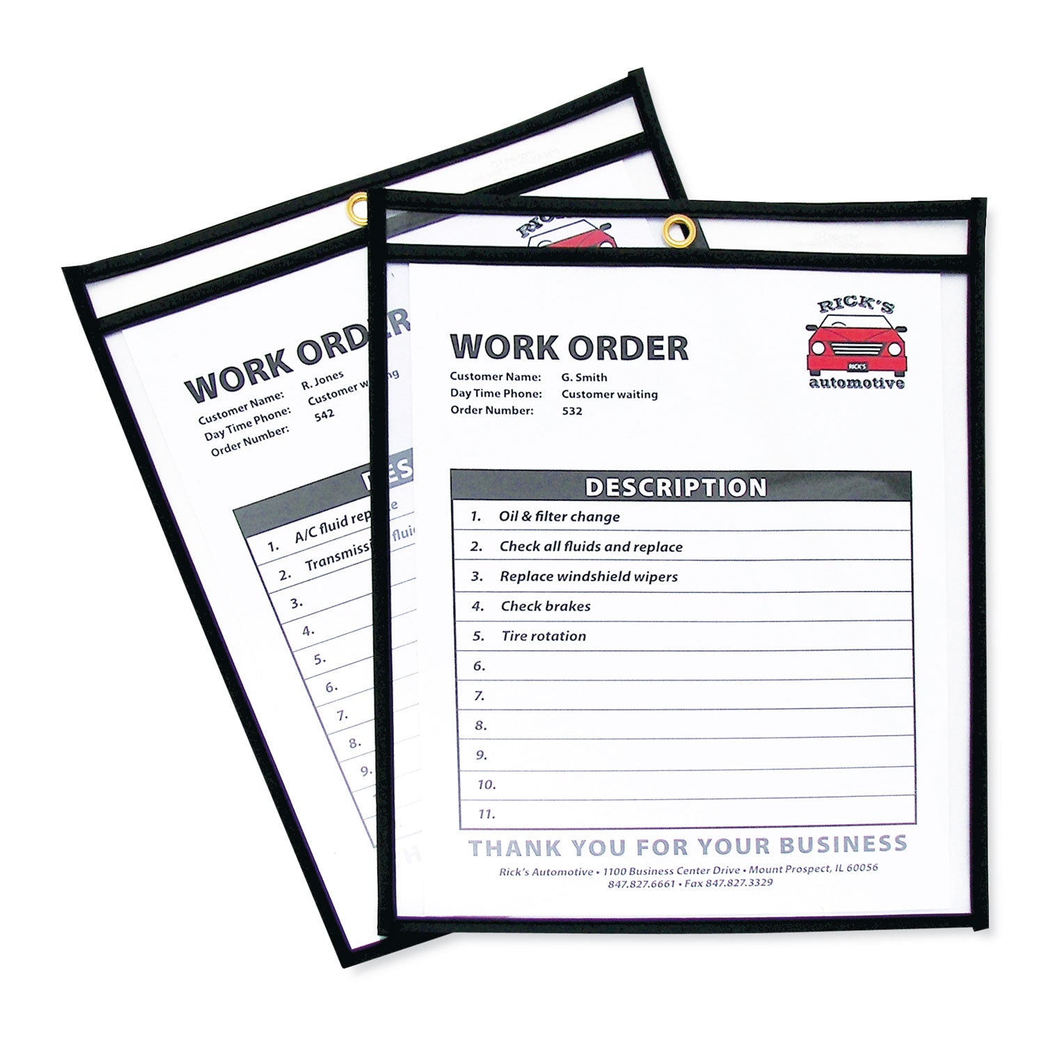 C-Line Shop Ticket Holders, Stitched, Both Sides Clear, 50 Sheets, 8.5 x 11, 25/Box (46911)