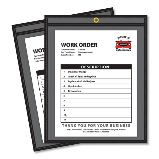 C-Line Shop Ticket Holders, Stitched, One Side Clear, 75 Sheets, 9 x 12, 25/Box (45912)