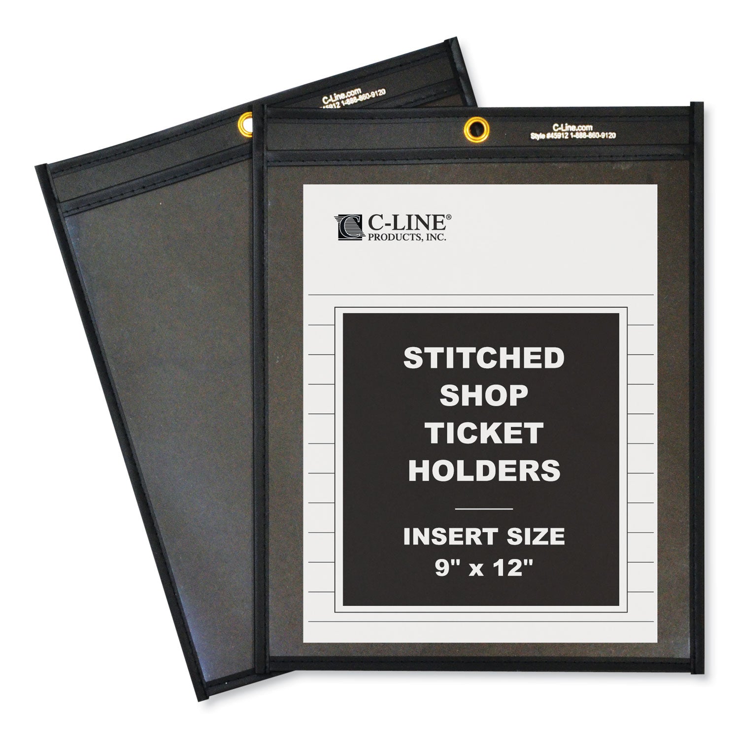 C-Line Shop Ticket Holders, Stitched, One Side Clear, 75 Sheets, 9 x 12, 25/Box (45912)