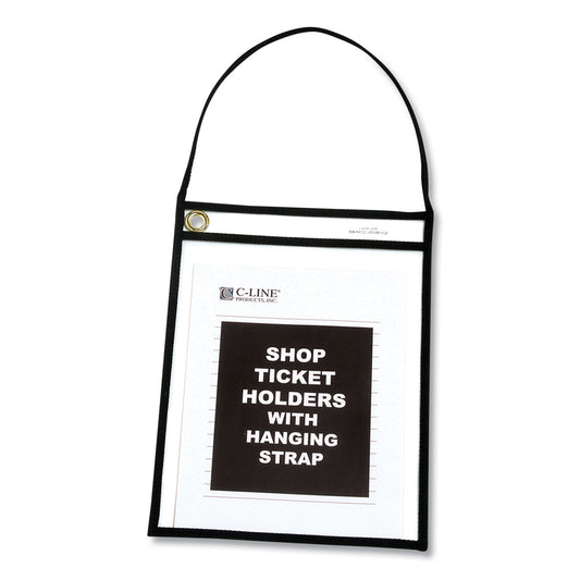 C-Line 1-Pocket Shop Ticket Holder w/Setrap, Black Stitching, 75-Sheet, 9 x 12, 15/Box (41922)