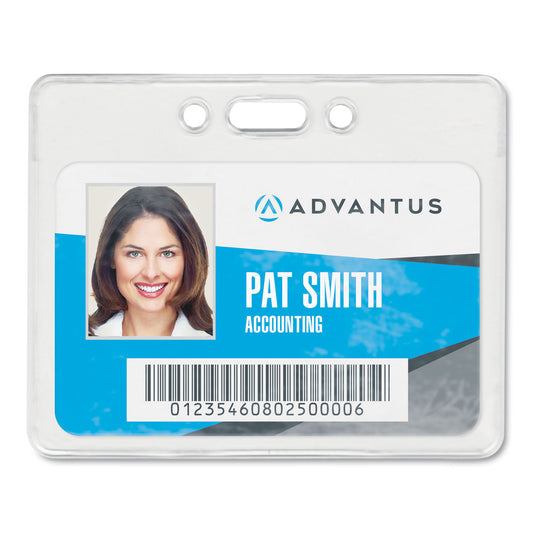 Advantus Proximity ID Badge Holders, Horizontal, Clear 3.75" x 3" Holder, 3.5" x 2.25" Insert, 50/Pack (75450)