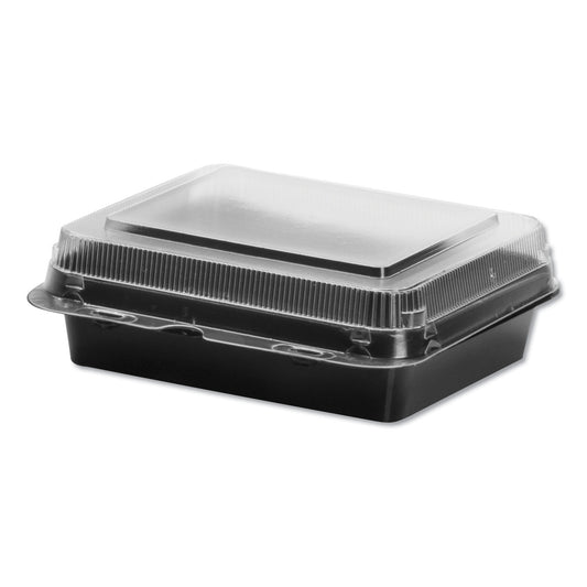 SOLO Creative Carryouts Hinged Plastic Hot Deli Boxes, Medium Snack Box, 18 oz, 6.22 x 5.9 x 2.1, Black/Clear, 200/Carton (851611PS94)