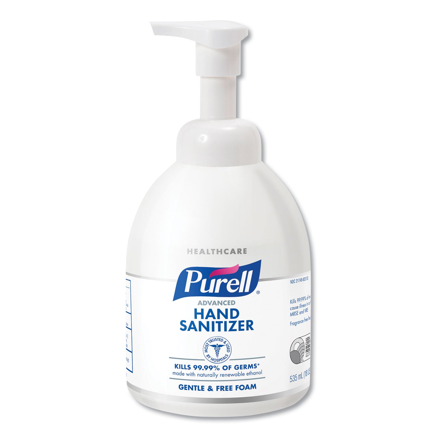 PURELL Advanced Green Certified Instant Hand Sanitizer Foam, 535 ml Bottle, Unscented, 4/Carton (579104CT)