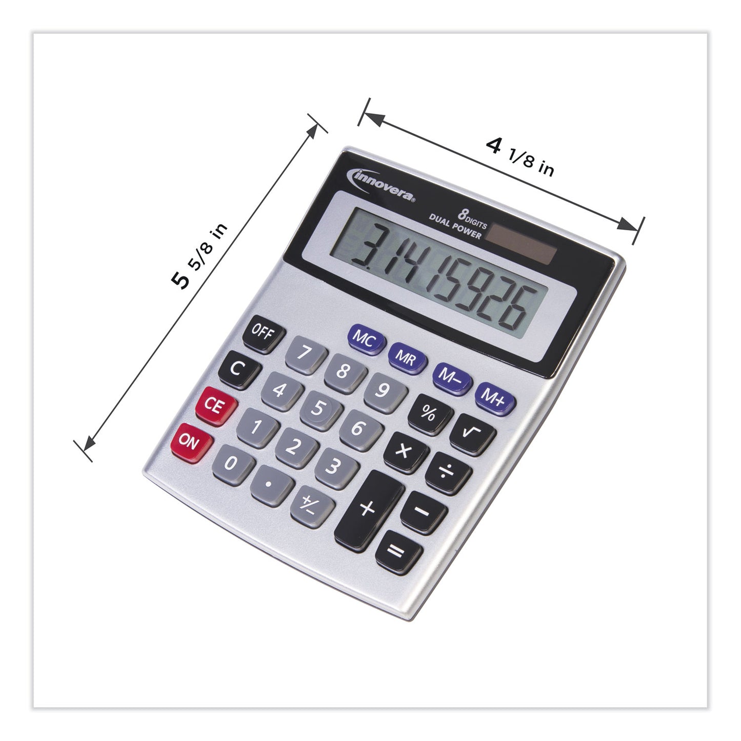 Innovera 15927 Desktop Calculator, Dual Power, 8-Digit LCD