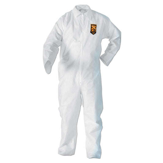 KleenGuard A20 Elastic Back Wrist/Ankle Coveralls, X-Large, White, 24/Carton (49102)