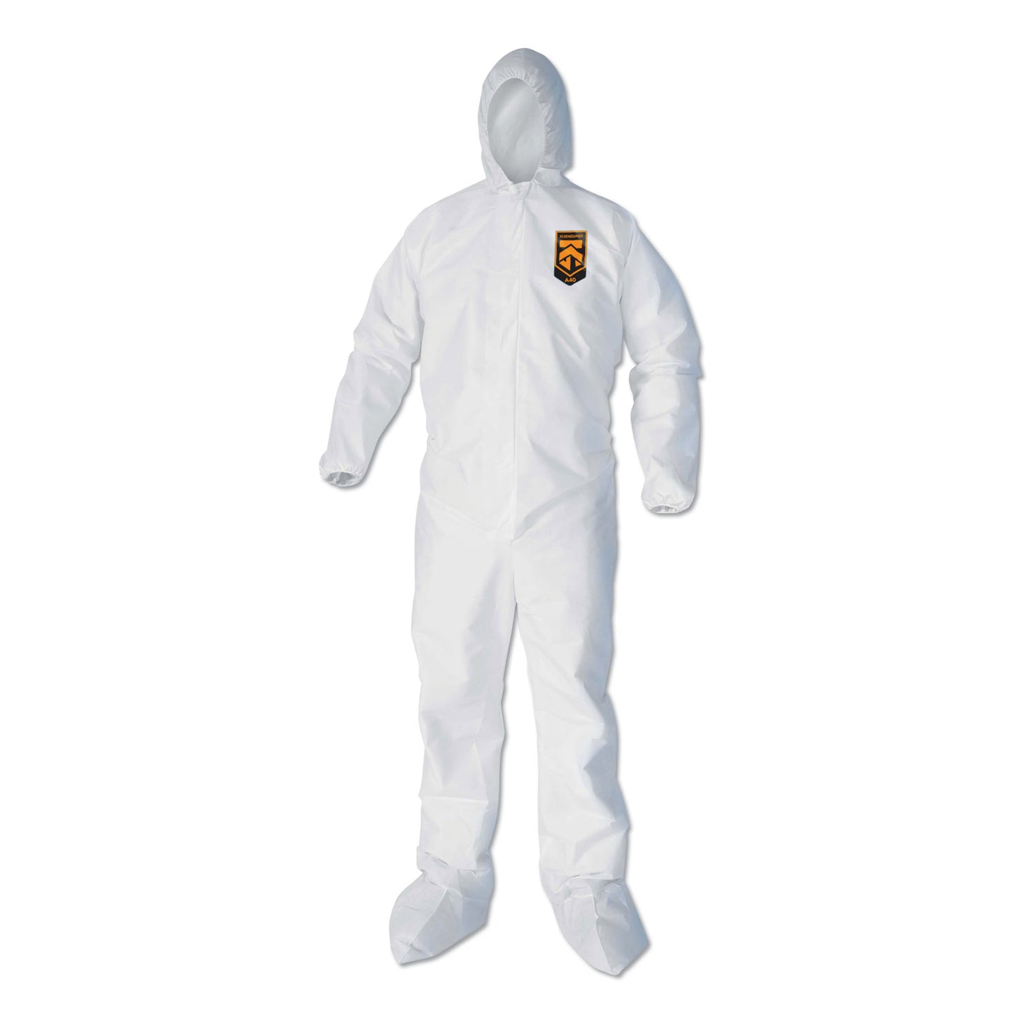 KleenGuard A40 Elastic-Cuff, Ankle, Hood and Boot Coveralls, 2X-Large, White, 25/Carton (44335)