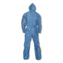 KleenGuard A20 Elastic Back Wrist/Ankle Hooded Coveralls, Large, Blue, 24/Carton (58513)