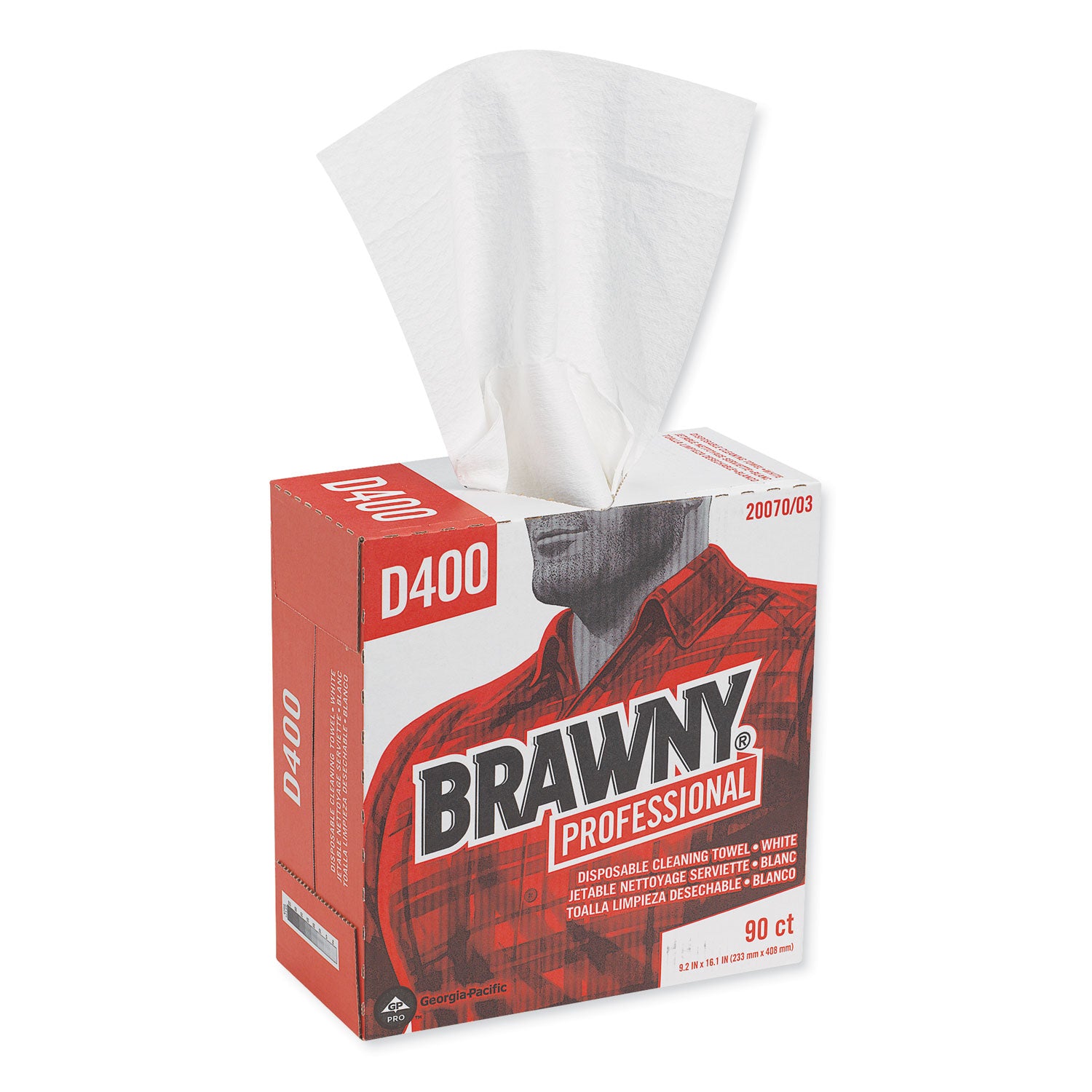 Brawny Medium Duty Premium DRC Wipers, 1-Ply, 9.25 x 16.3, Unscented, White, 90/Box (2007003)