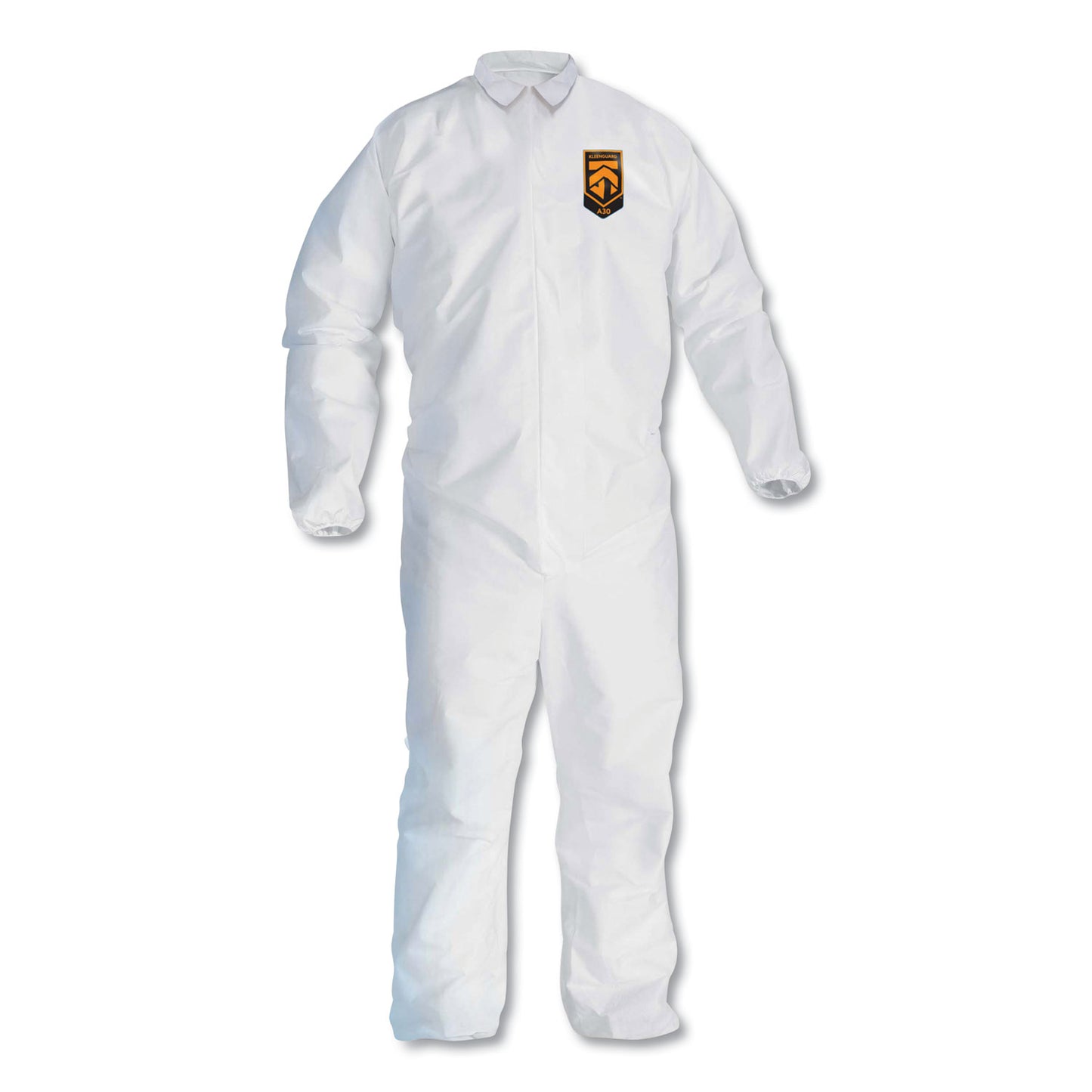 KleenGuard A30 Elastic-Back and Cuff Coveralls, Large, White, 25/Carton (46103)