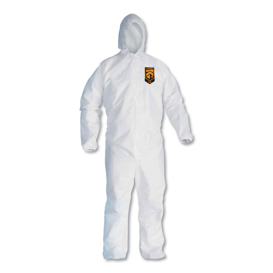 KleenGuard A30 Elastic Back and Cuff Hooded Coveralls, Medium, White, 25/Carton (46112)