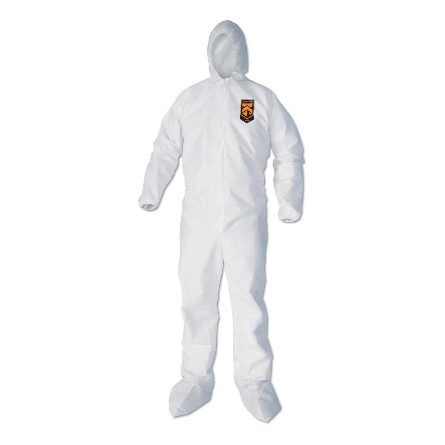 KleenGuard A40 Elastic-Cuff, Ankle, Hood and Boot Coveralls, X-Large, White, 25/Carton (44334)