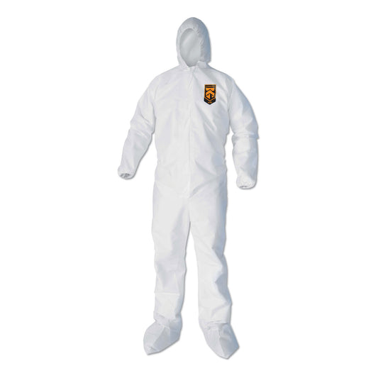 KleenGuard A40 Elastic-Cuff, Ankle, Hood and Boot Coveralls, X-Large, White, 25/Carton (44334)