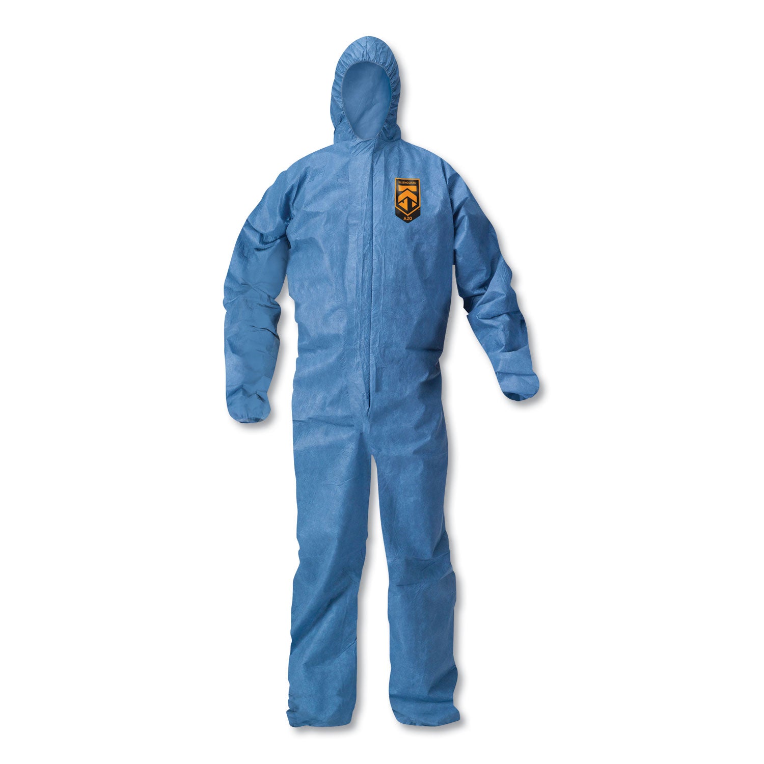 KleenGuard A20 Elastic Back Wrist/Ankle Hooded Coveralls, Large, Blue, 24/Carton (58513)