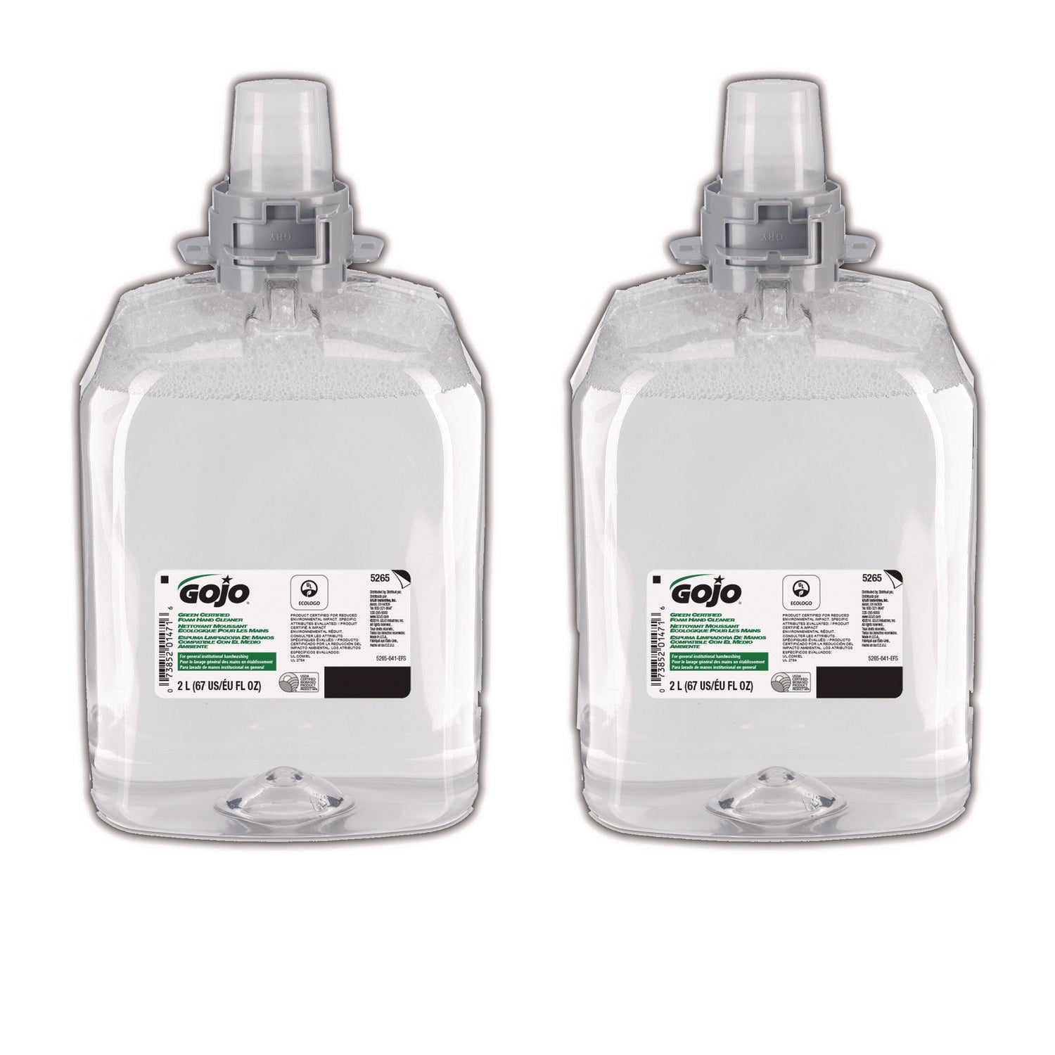 GOJO Green Certified Foam Hand Cleaner Refill, Unscented, 2,000 mL, 2/Carton (526502)