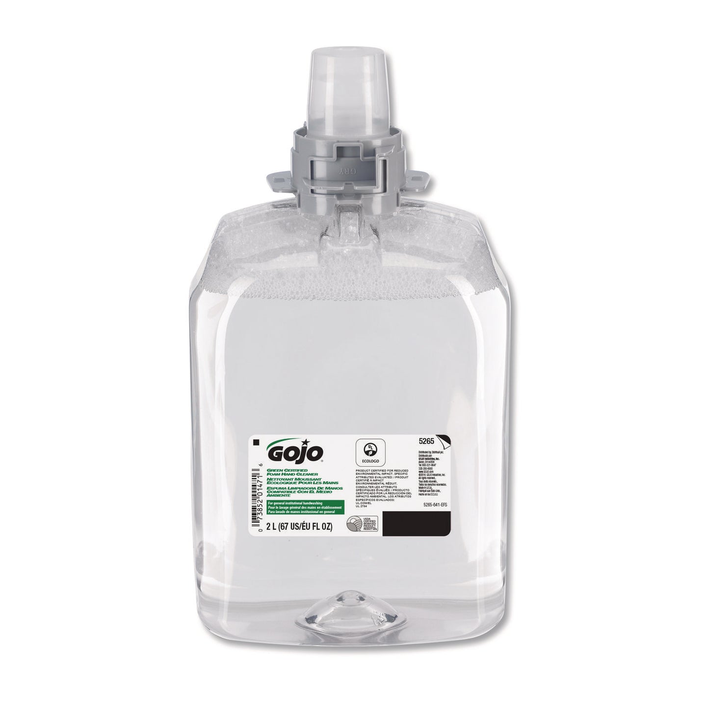 GOJO Green Certified Foam Hand Cleaner Refill, Unscented, 2,000 mL, 2/Carton (526502)