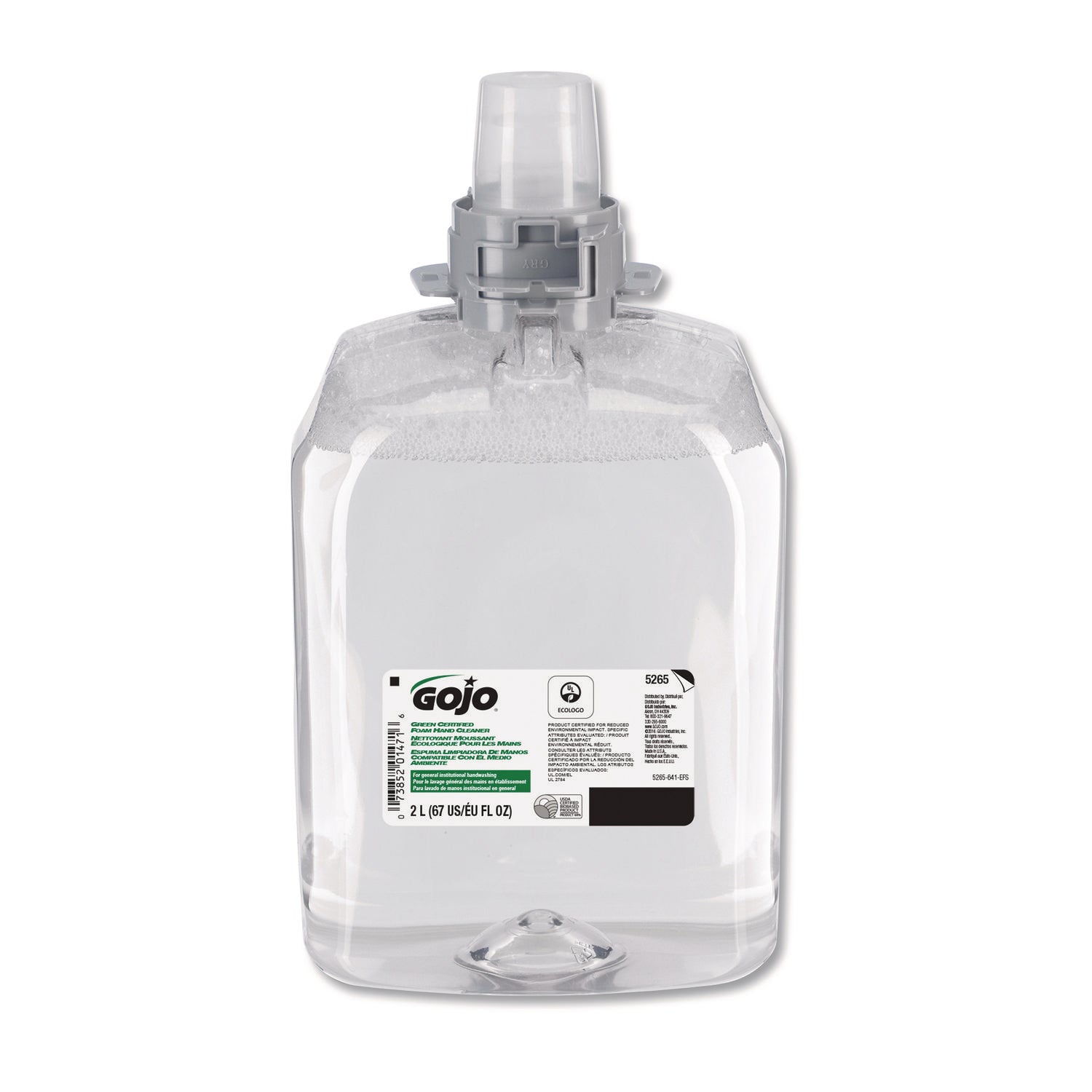 GOJO Green Certified Foam Hand Cleaner Refill, Unscented, 2,000 mL, 2/Carton (526502)