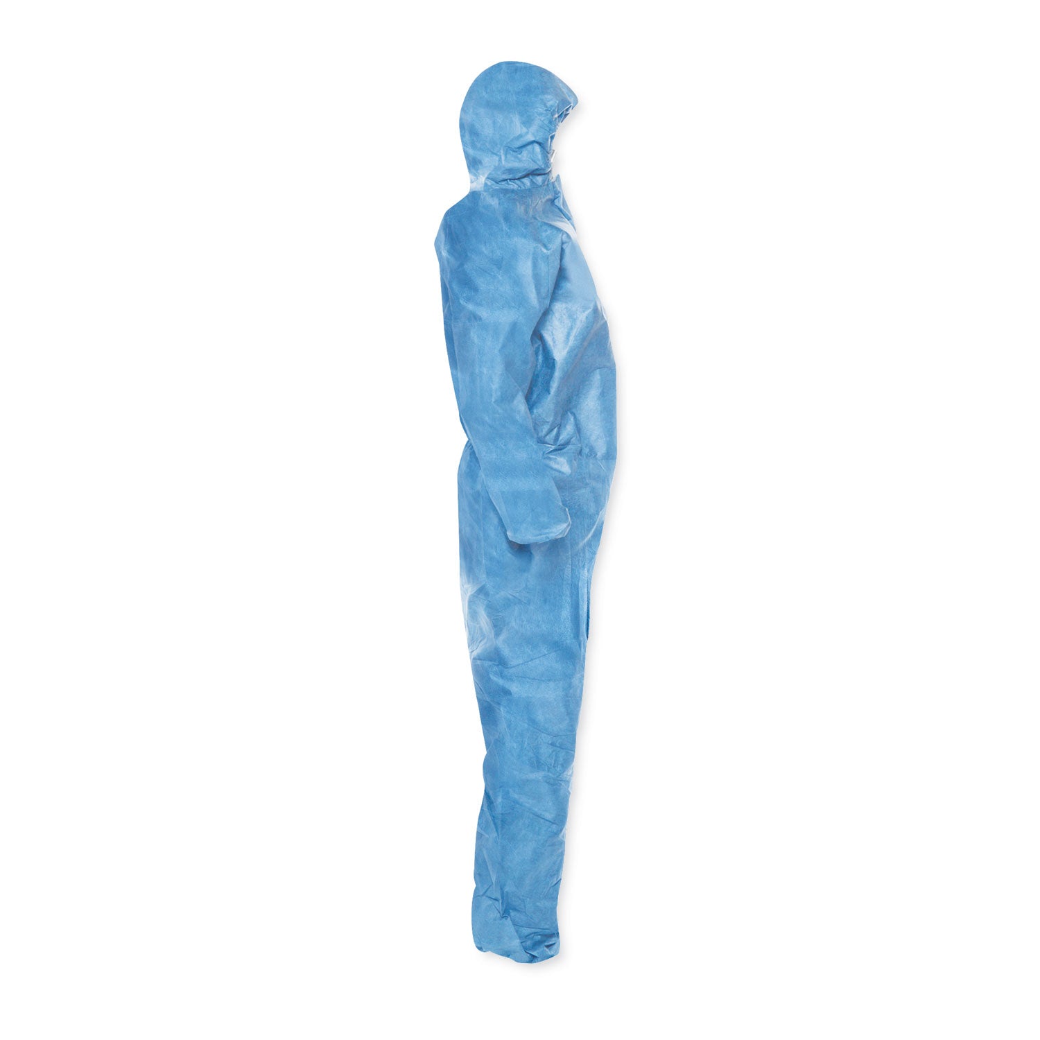 KleenGuard A20 Elastic Back Wrist/Ankle Hooded Coveralls, Large, Blue, 24/Carton (58513)