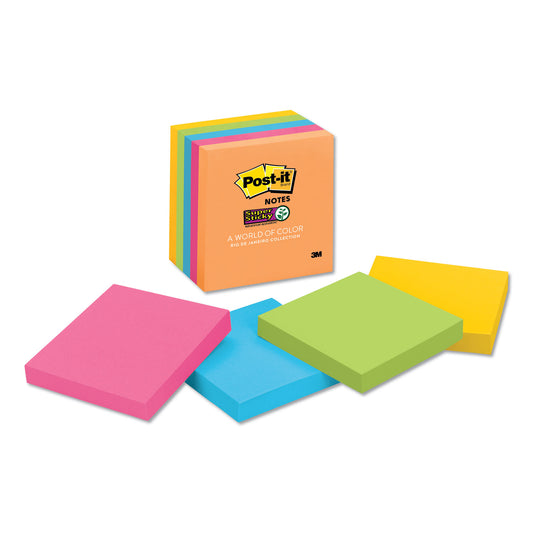 Post-it Pads in Energy Boost Collection Colors, 3" x 3", 90 Sheets/Pad, 5 Pads/Pack (6545SSUC)