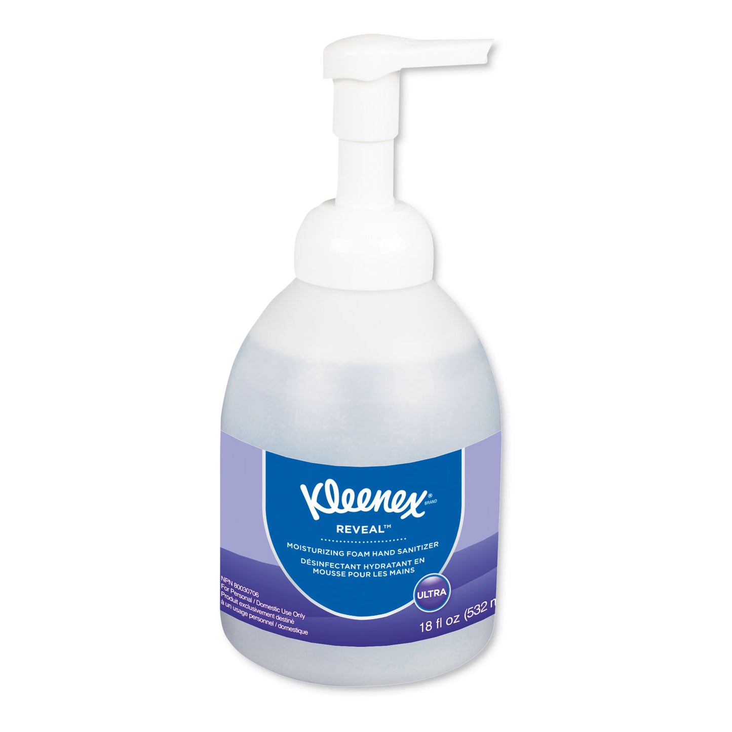 Kleenex Reveal Ultra Moisturizing Foam Hand Sanitizer, 18 oz Bottle, Fragrance-Free (45826EA)