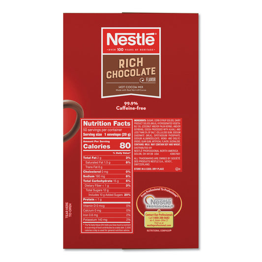 Nestle Hot Cocoa Mix, Rich Chocolate, .71oz, 50/Box (25485)