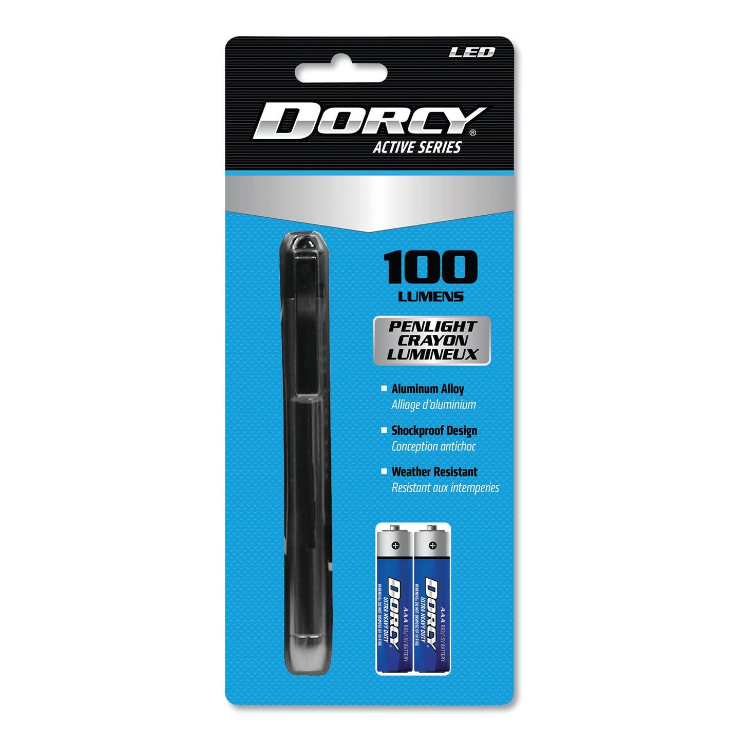 DORCY 100 Lumen LED Penlight, 2 AAA Batteries (Included), Silver (411218)