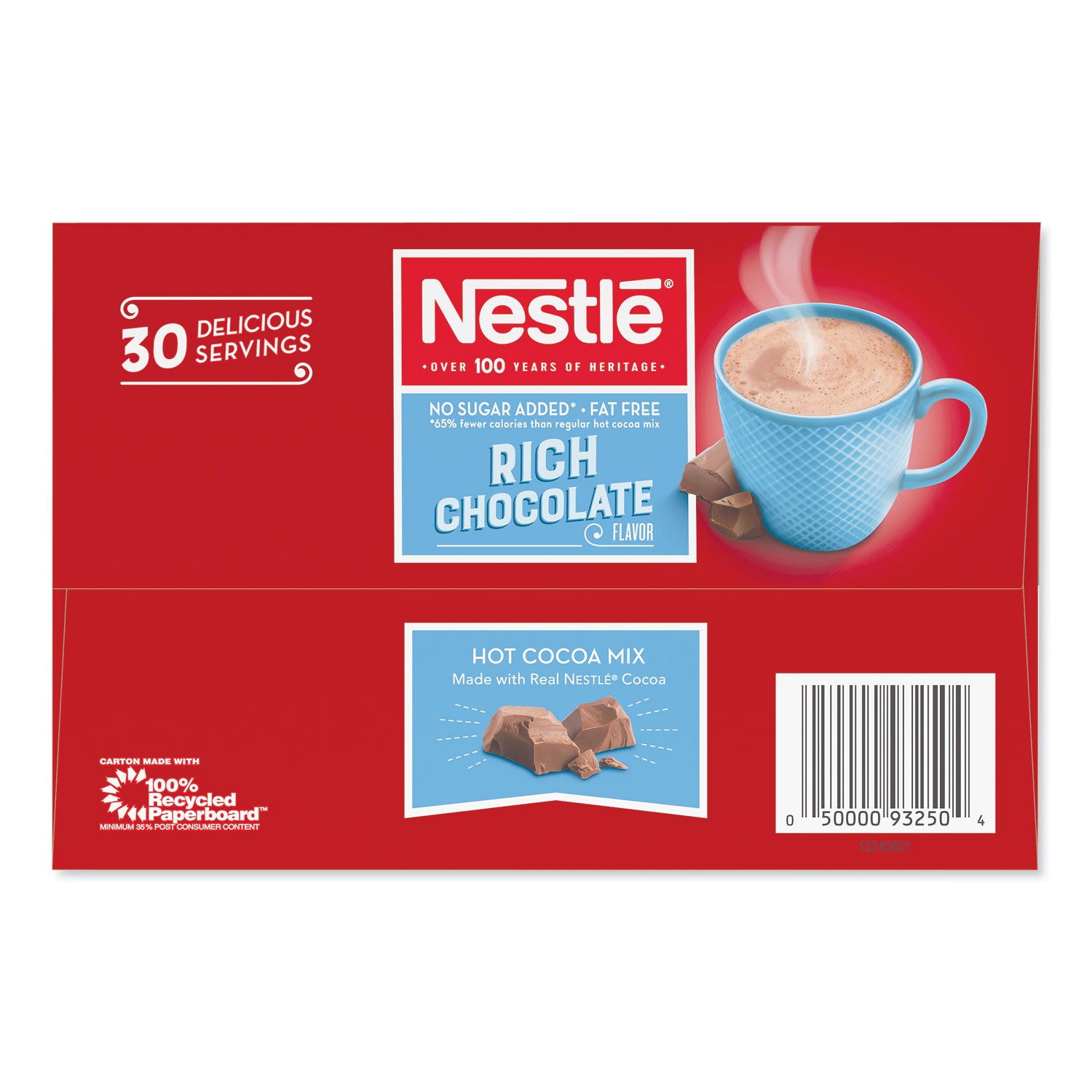 Nestle No-Sugar-Added Hot Cocoa Mix Envelopes, Rich Chocolate, 0.28 oz Packet, 30/Box (61411)