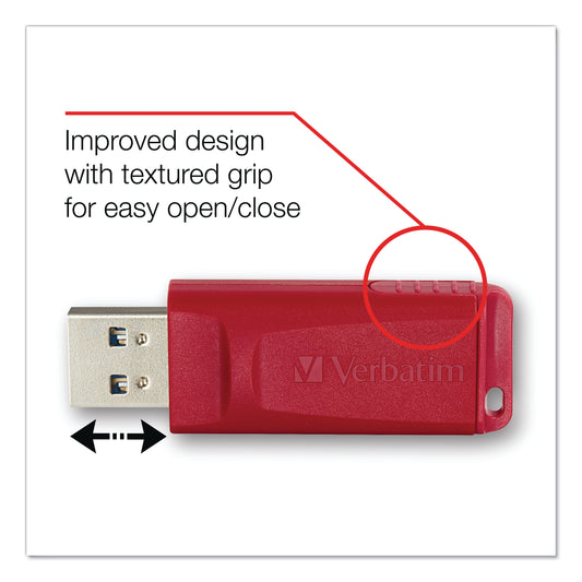 Verbatim Store 'n' Go USB Flash Drive, 64 GB, Red (97005)