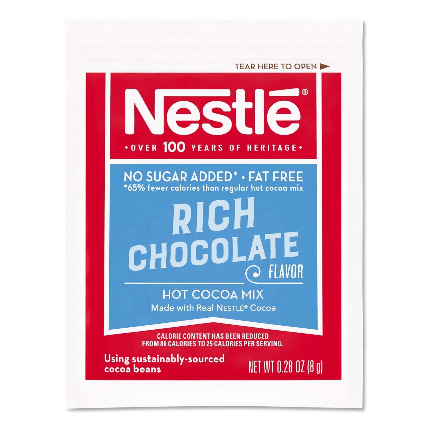 Nestle No-Sugar-Added Hot Cocoa Mix Envelopes, Rich Chocolate, 0.28 oz Packet, 30/Box (61411)
