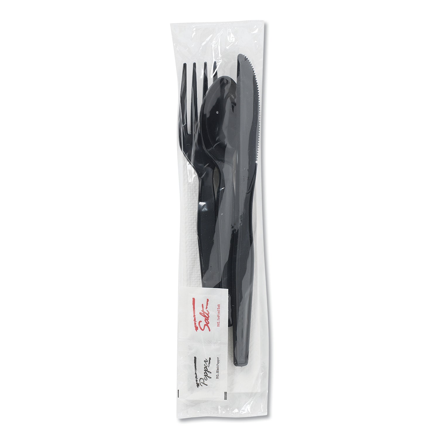 Dixie Wrapped Tableware/Napkin Packets, Fork/Knife/Spoon/Napkin, Black, 250/Carton (CH56NSPC7)