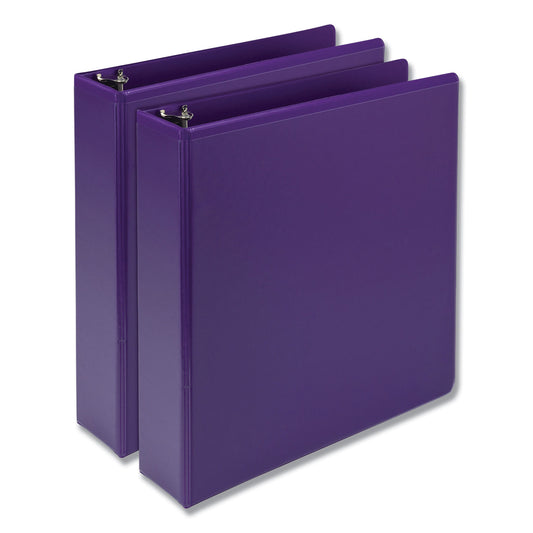 Samsill Earths Choice Plant-Based Durable Fashion View Binder, 3 Rings, 2" Capacity, 11 x 8.5, Purple, 2/Pack (U86608)