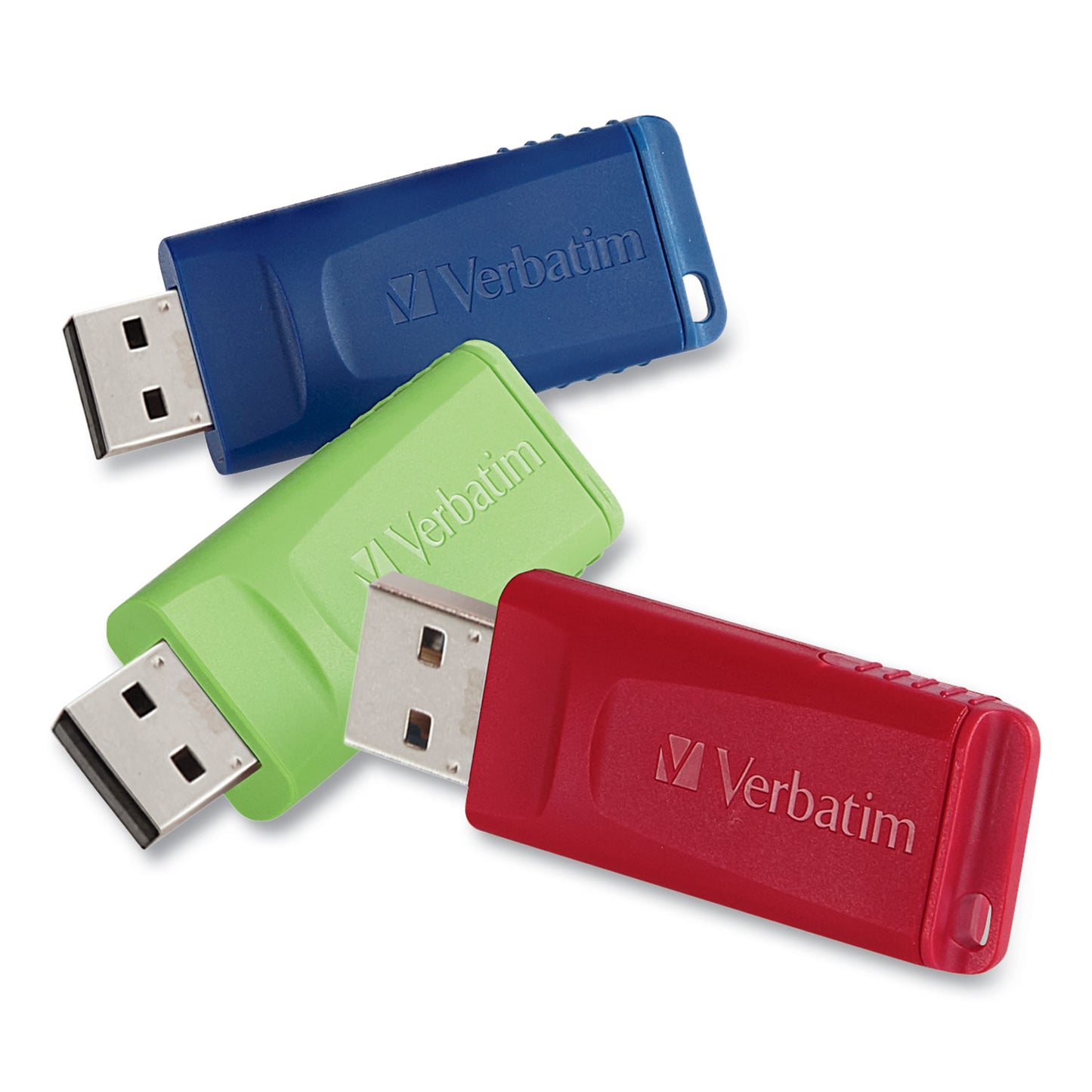 Verbatim Store 'n' Go USB Flash Drive, 4 GB, Assorted Colors, 3/Pack (97002)
