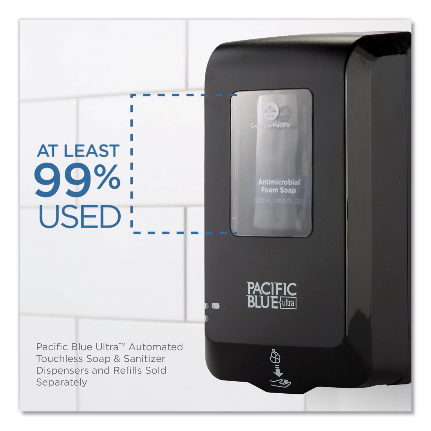 Georgia Pacific Professional Pacific Blue Ultra Automated Touchless Soap/Sanitizer Dispenser, 1,000 mL, 6.54 x 11.72 x 4, Black (53590)