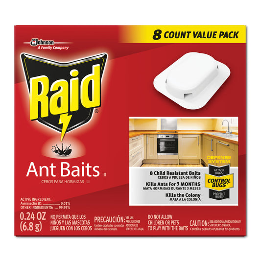 Raid Ant Baits, 0.24 oz, 8/Box, 12 Boxes/Carton (308819)