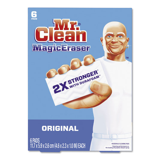 Mr. Clean Magic Eraser, 2.3 x 4.6, 1" Thick, White, 6/Pack, 6 Packs/Carton (79009)