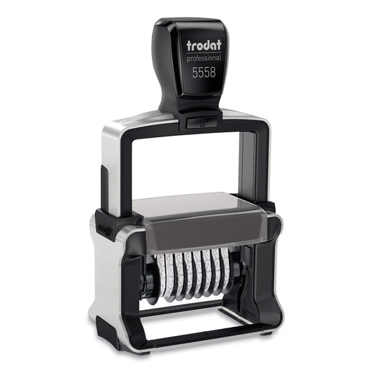 Trodat Professional Self-Inking Numberer, Eight Bands/Digits, Type Size: 2, Black (T5558)