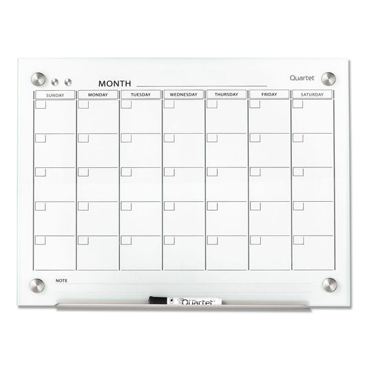 Quartet Infinity Magnetic Glass Calendar Board, One Month, 24 x 18, White Surface (GC2418F)