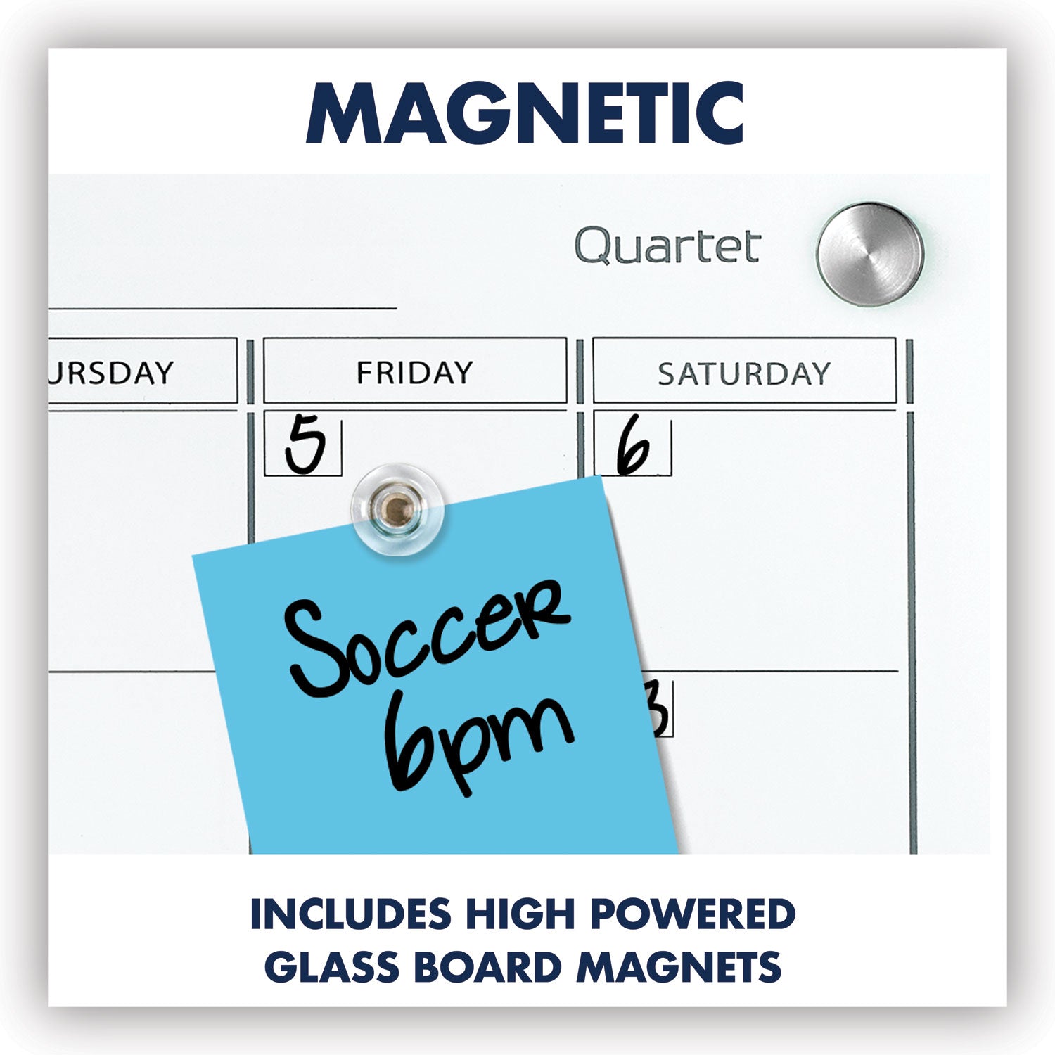 Quartet Infinity Magnetic Glass Calendar Board, One Month, 24 x 18, White Surface (GC2418F)