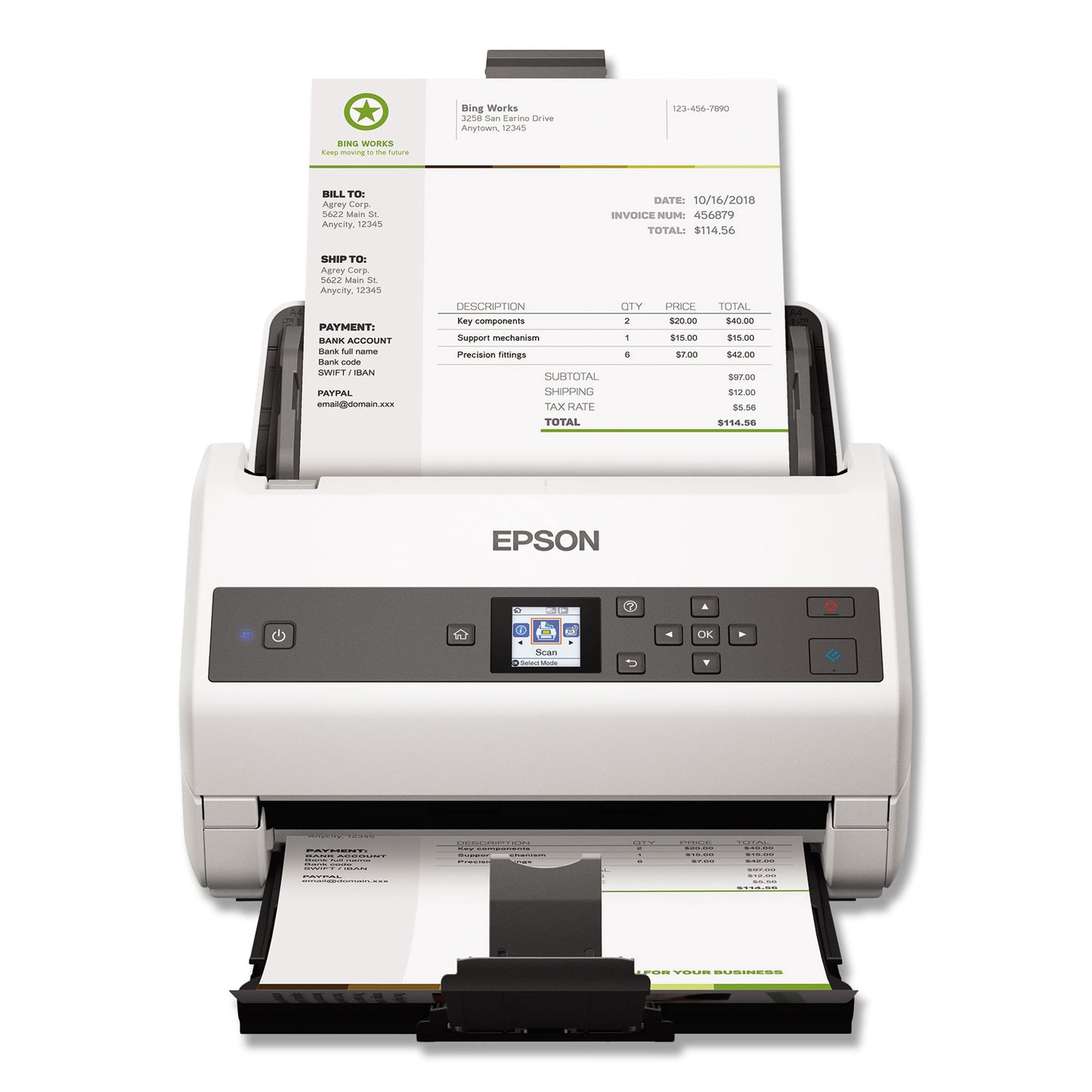 Epson DS-870 Color Workgroup Document Scanner, 600 dpi Optical Resolution, 100-Sheet Duplex Auto Document Feeder (B11B250201)