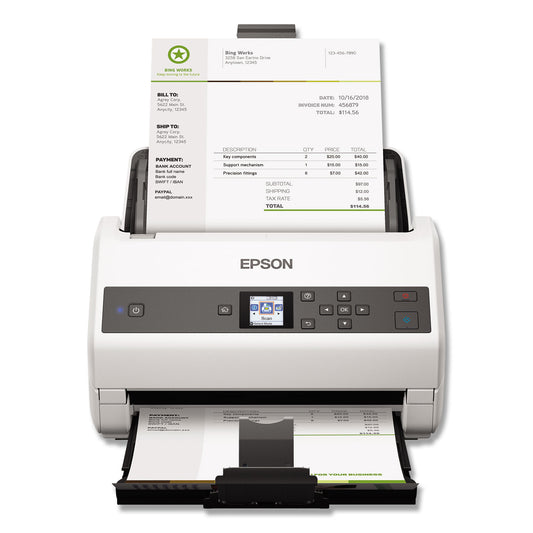 Epson DS-870 Color Workgroup Document Scanner, 600 dpi Optical Resolution, 100-Sheet Duplex Auto Document Feeder (B11B250201)