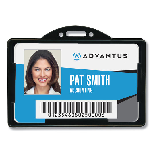 Advantus ID Card Holders, Horizontal, Black 3.68" x 2.38" Holder, 3.38" x 2.13" Insert, 25/Pack (75656)