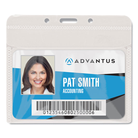 Advantus PVC-Free Badge Holders, Horizontal, Clear 4.5" x 4" Holder, 4.13" x 3.25" Insert, 50/Pack (75603)