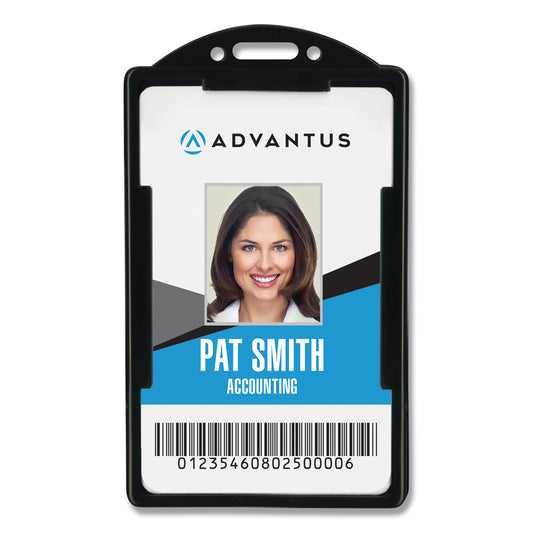 Advantus ID Card Holders, Vertical, Black 2.38" x 3.68" Holder, 2.13" x 3.38" Insert, 25/Pack (75657)