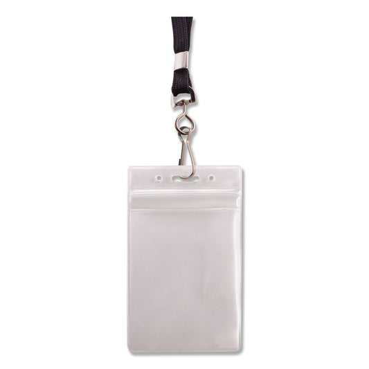 Advantus Resealable Badge Holders Combo Pack, 36" Lanyard, Vertical, Transparent Frost 3.68" x 5" Holder, 2.38" x 3.75" Insert, 20/PK (91131)