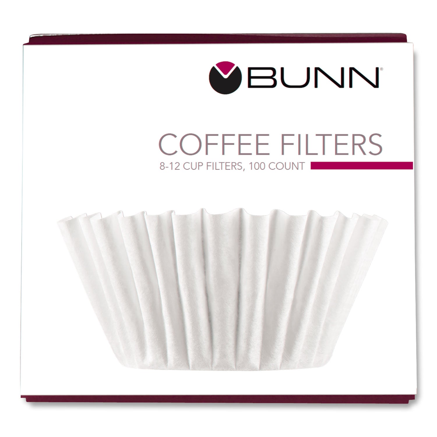 BUNN Coffee Filters, 8 to 12 Cup Size, Flat Bottom, 100/Pack, 12 Packs/Carton (BCF100BCT)