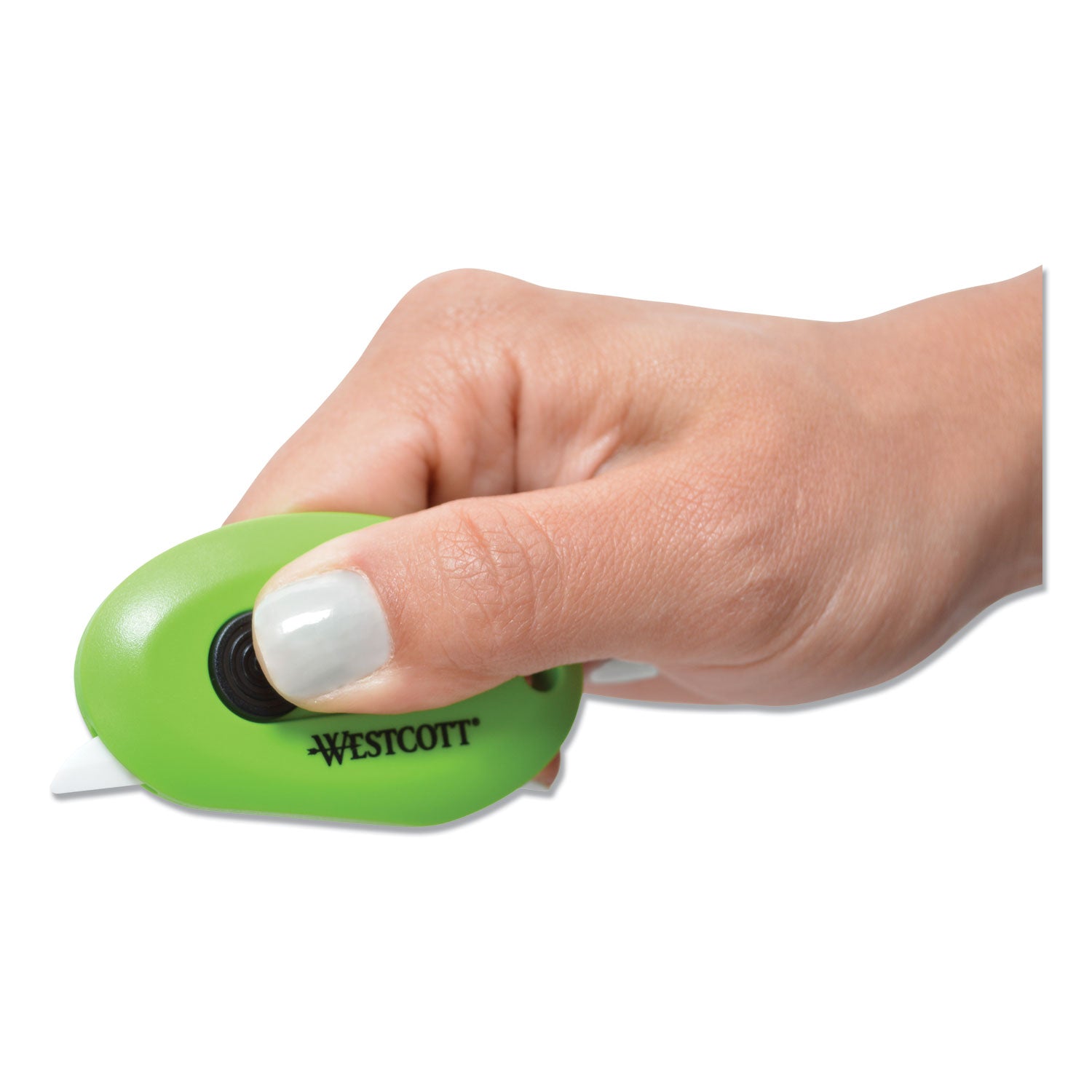 Westcott Compact Safety Ceramic Blade Box Cutter, Retractable Blade, 0.5" Blade, 2.5" Plastic Handle, Green (16474)