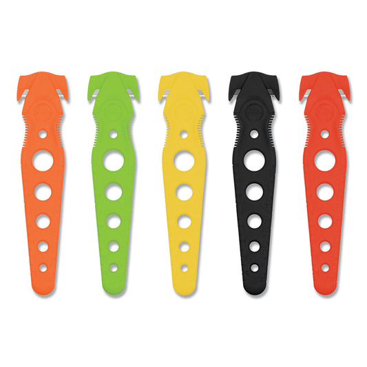 Westcott Safety Cutter, 1.2" Blade, 5.75" Plastic Handle, Assorted, 5/Pack (17379)