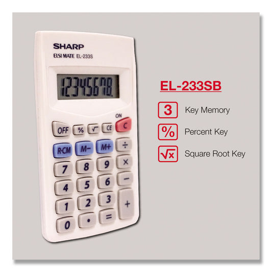 Sharp EL233SB Pocket Calculator, 8-Digit LCD