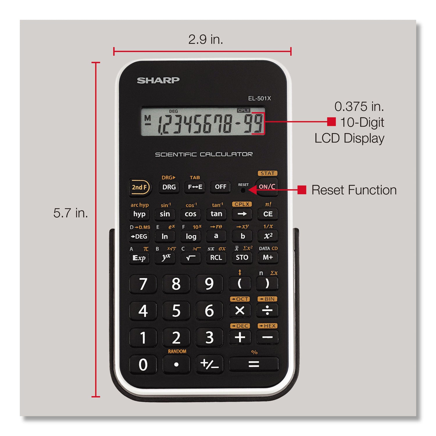 Sharp EL-501XBWH Scientific Calculator, 10-Digit LCD (EL501X2BWH)